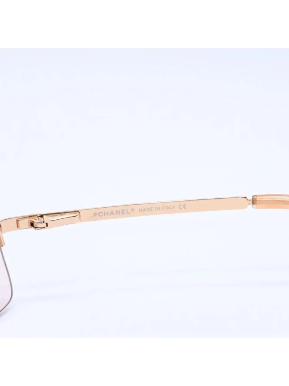 Chanel Half Rim Sunglasses Eyewear CC Logo Rhinestone